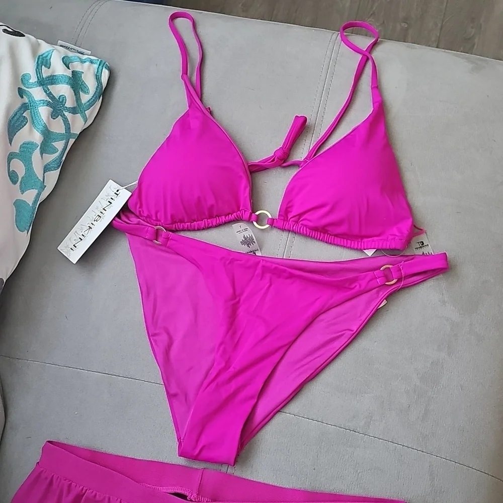 NWT TiniBikini Fuchsia Bikini 3 PIECE Set